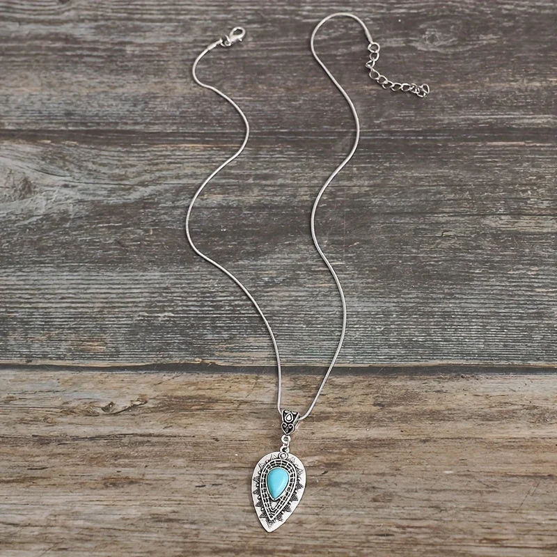 Arlisse Turquoise Teardrop Necklace | White Gold - Image 2