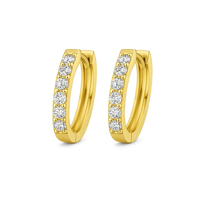 Pave Huggie Earrings | Gold