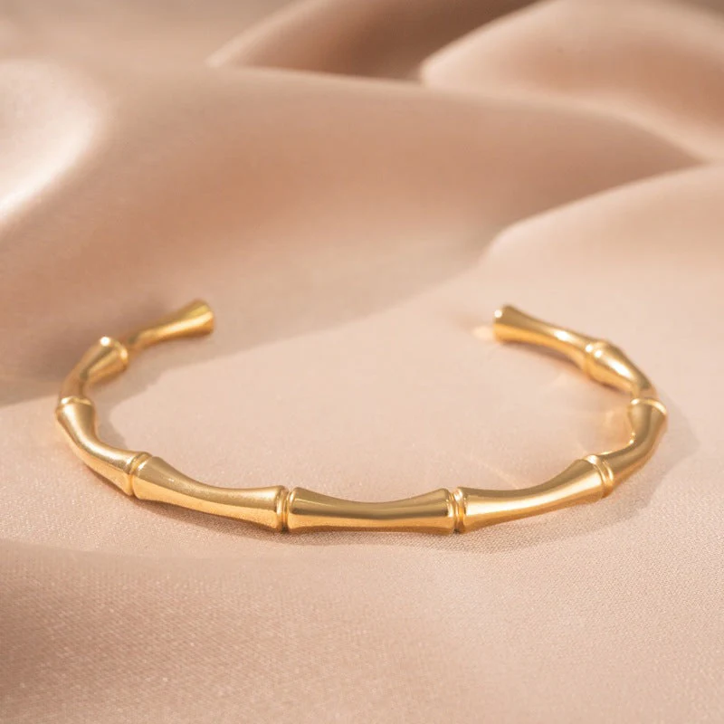 Bamboo Cuff Bracelet | White Gold - Image 2