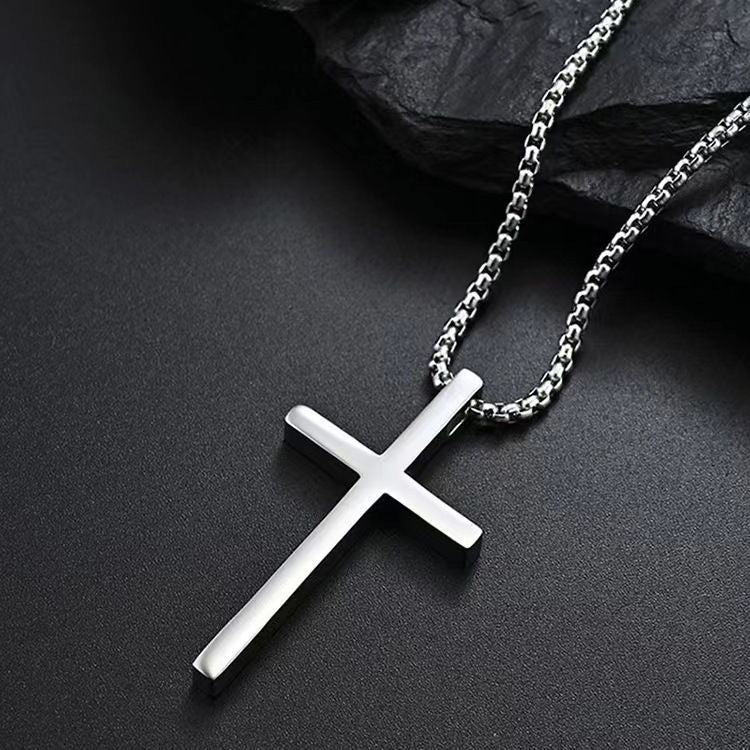 Bezel Cross Necklace | White Gold - Image 2