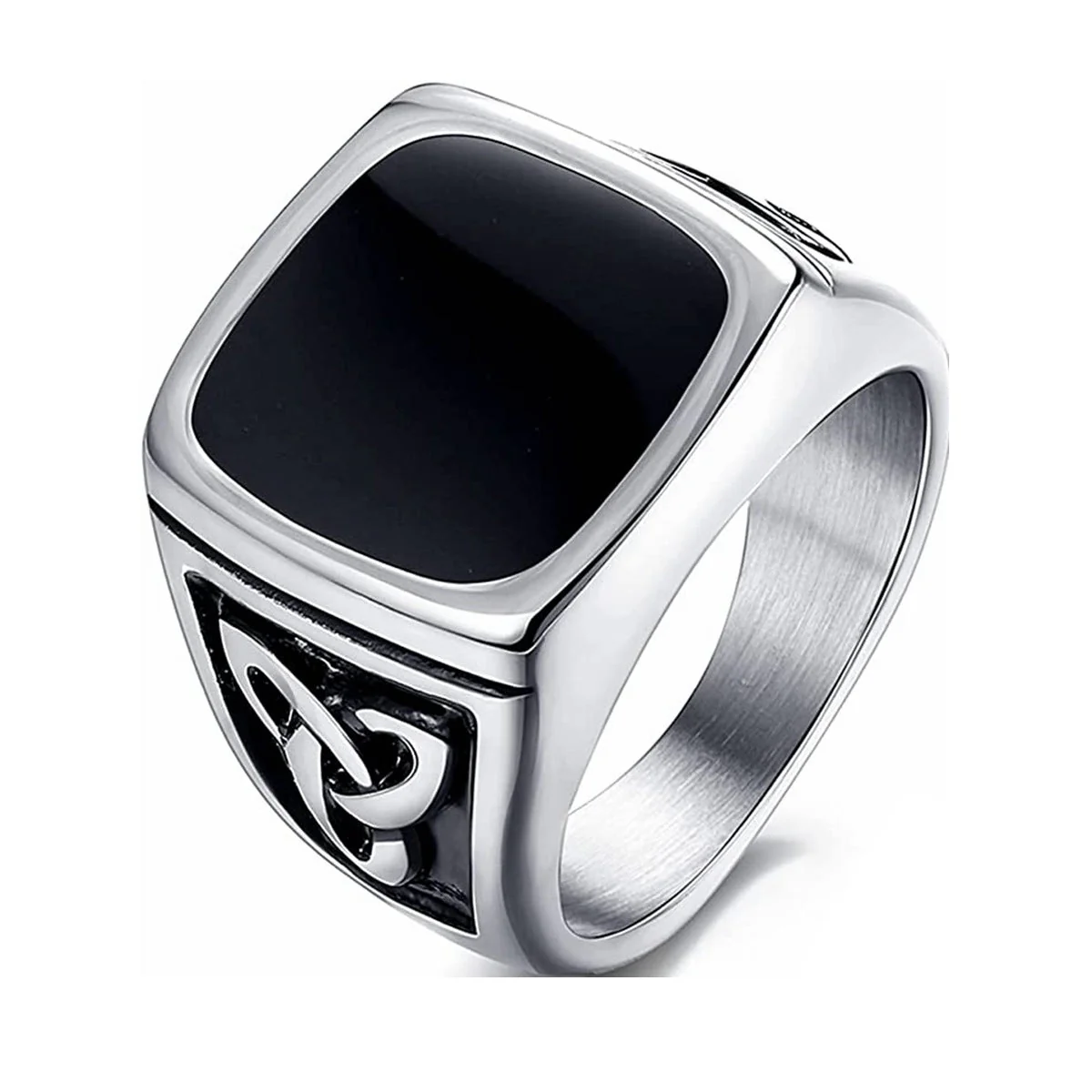 Black Onyx Signet Ring | White Gold