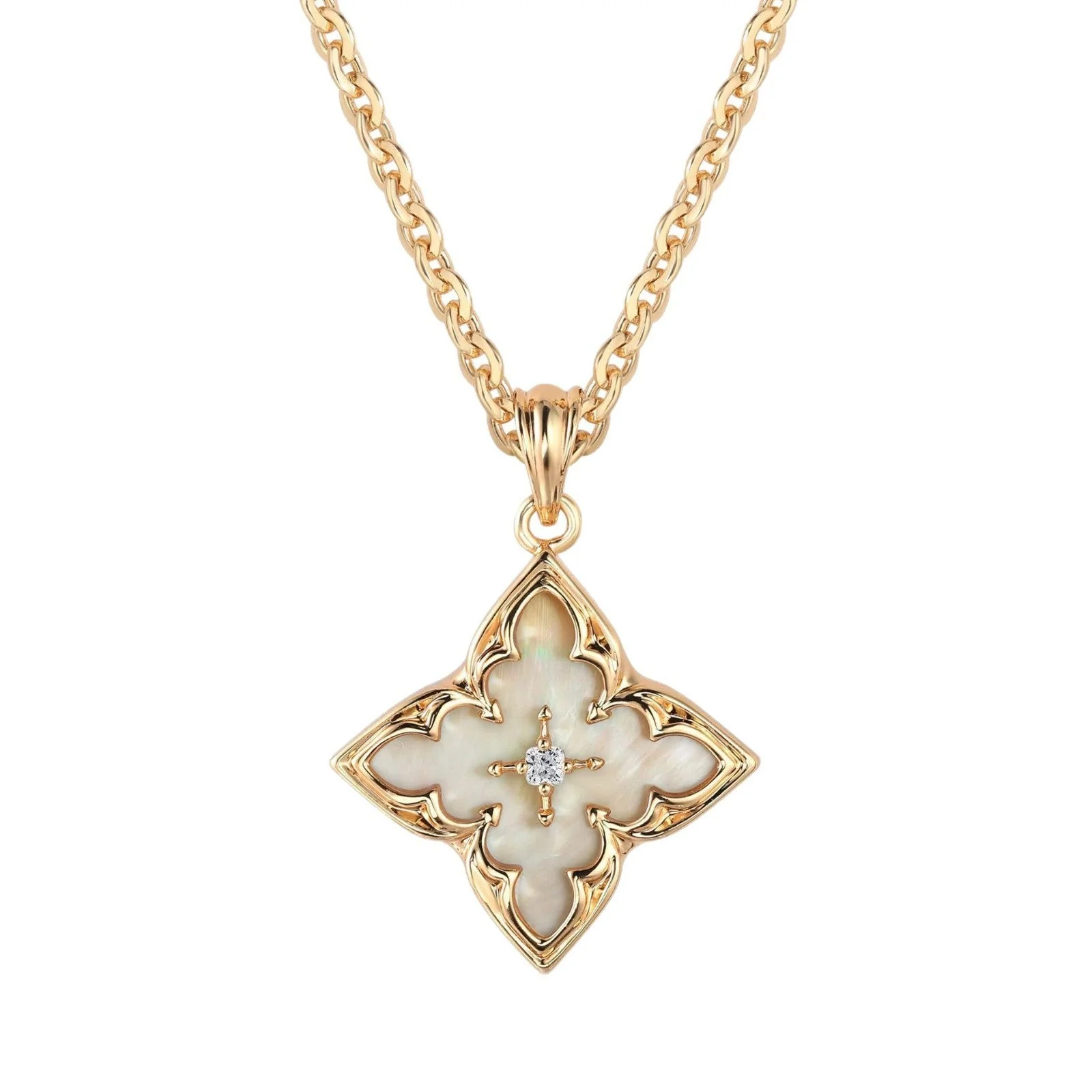 Brown Clover Pendant Necklace | Gold - Image 3