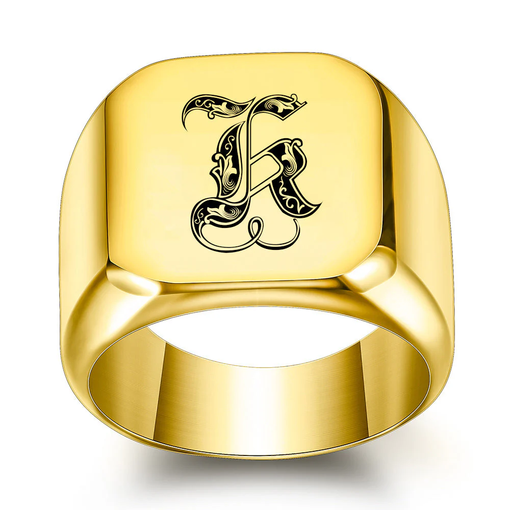 Classic Noble Initial Ring | Gold - Image 11