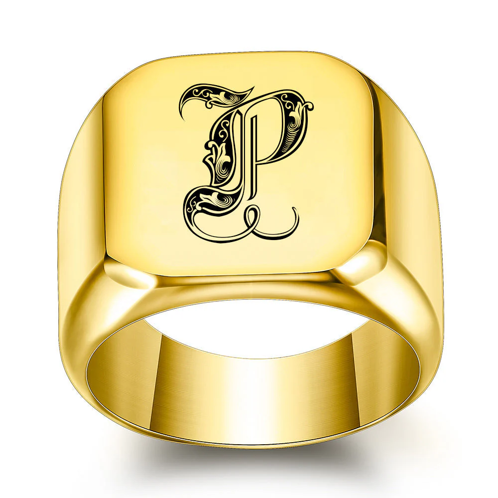 Classic Noble Initial Ring | Gold - Image 16