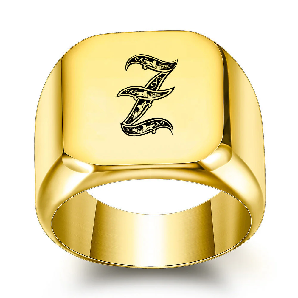 Classic Noble Initial Ring | Gold - Image 25