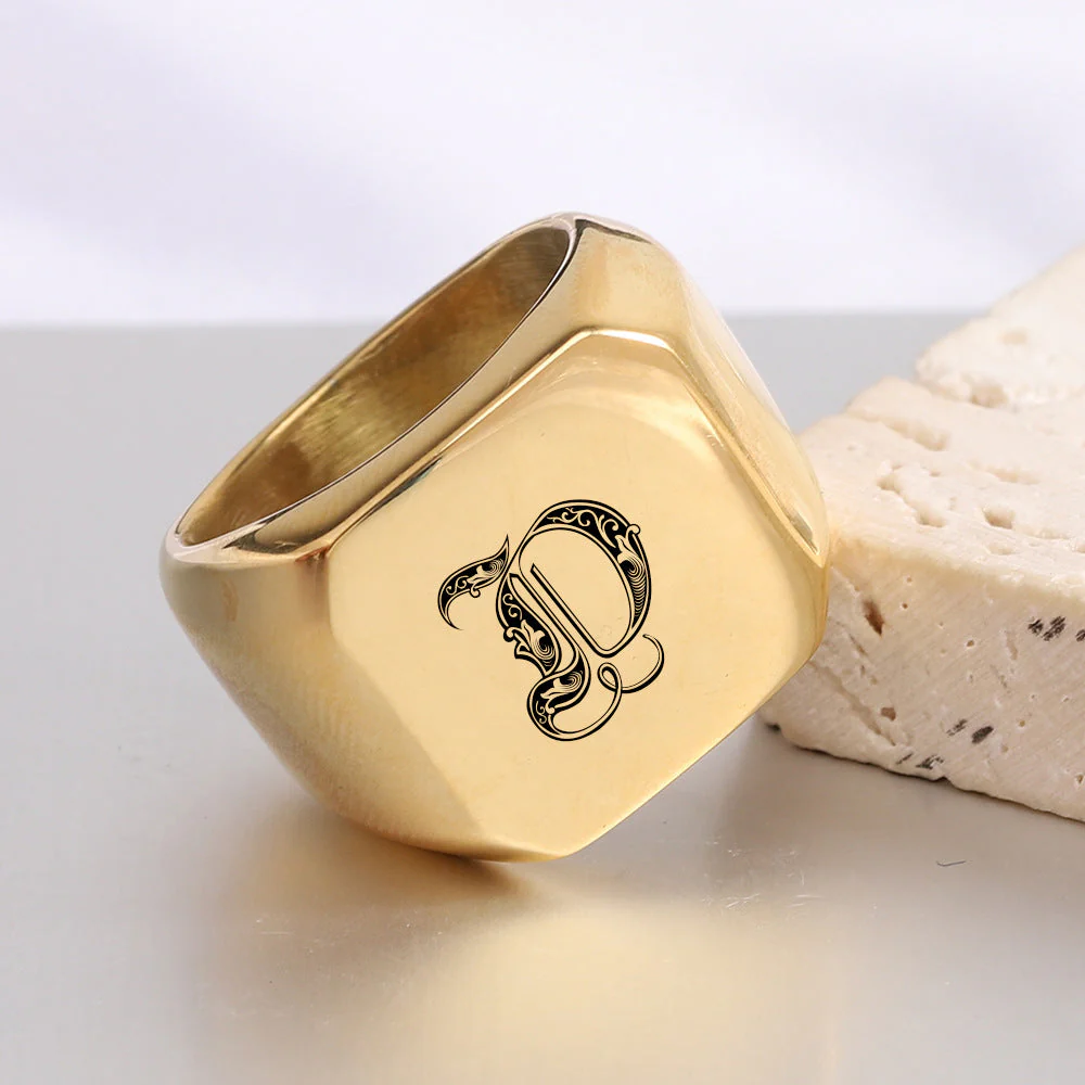 Classic Noble Initial Ring | Gold - Image 28