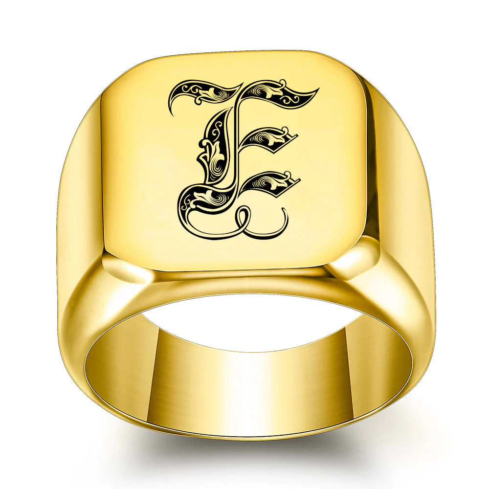 Classic Noble Initial Ring | Gold - Image 5
