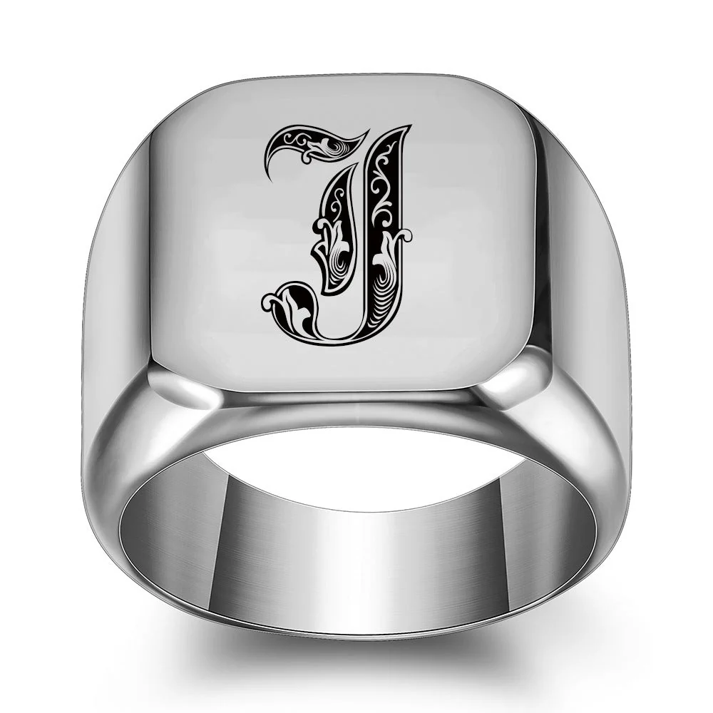 Classic Noble Initial Ring | White Gold - Image 10