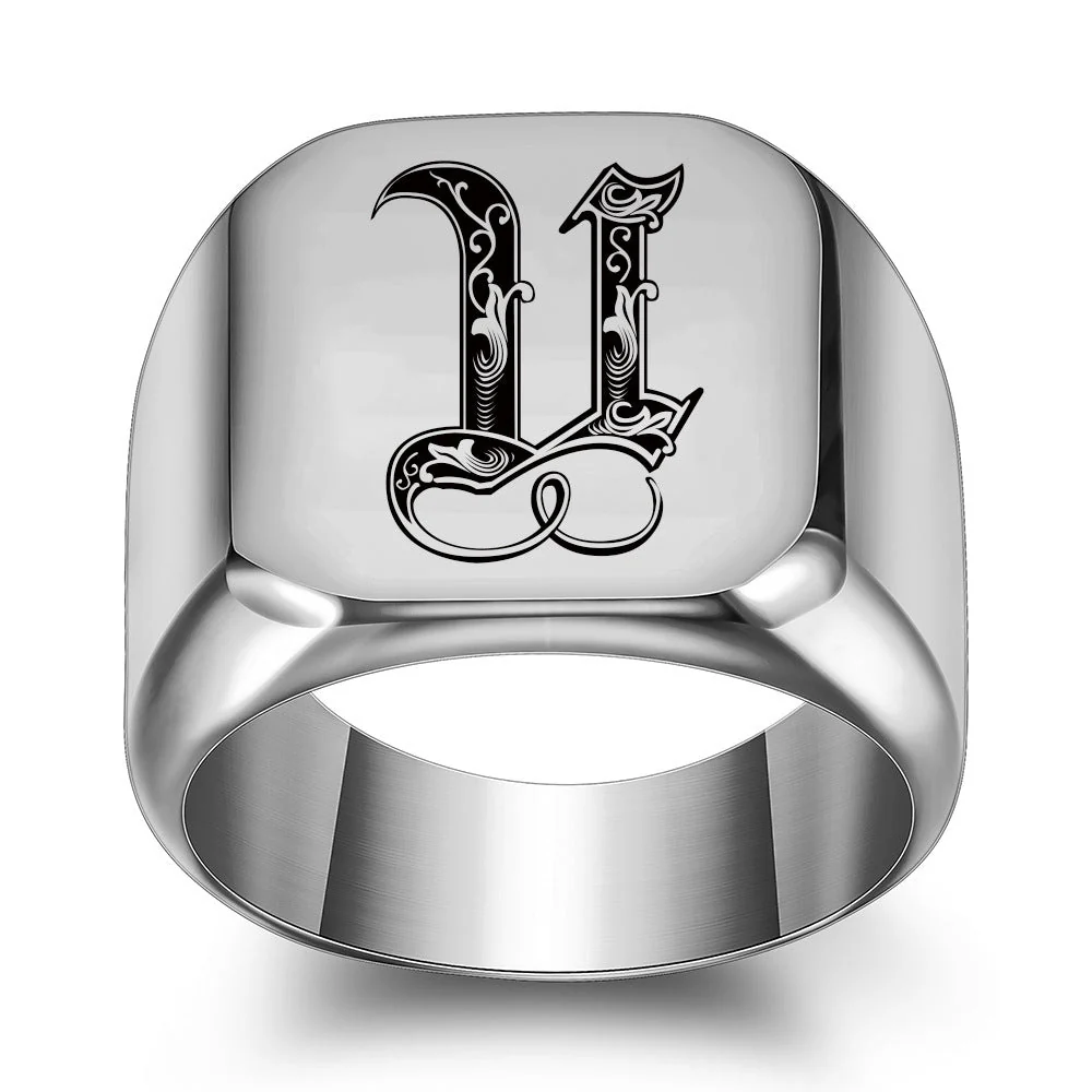Classic Noble Initial Ring | White Gold - Image 21