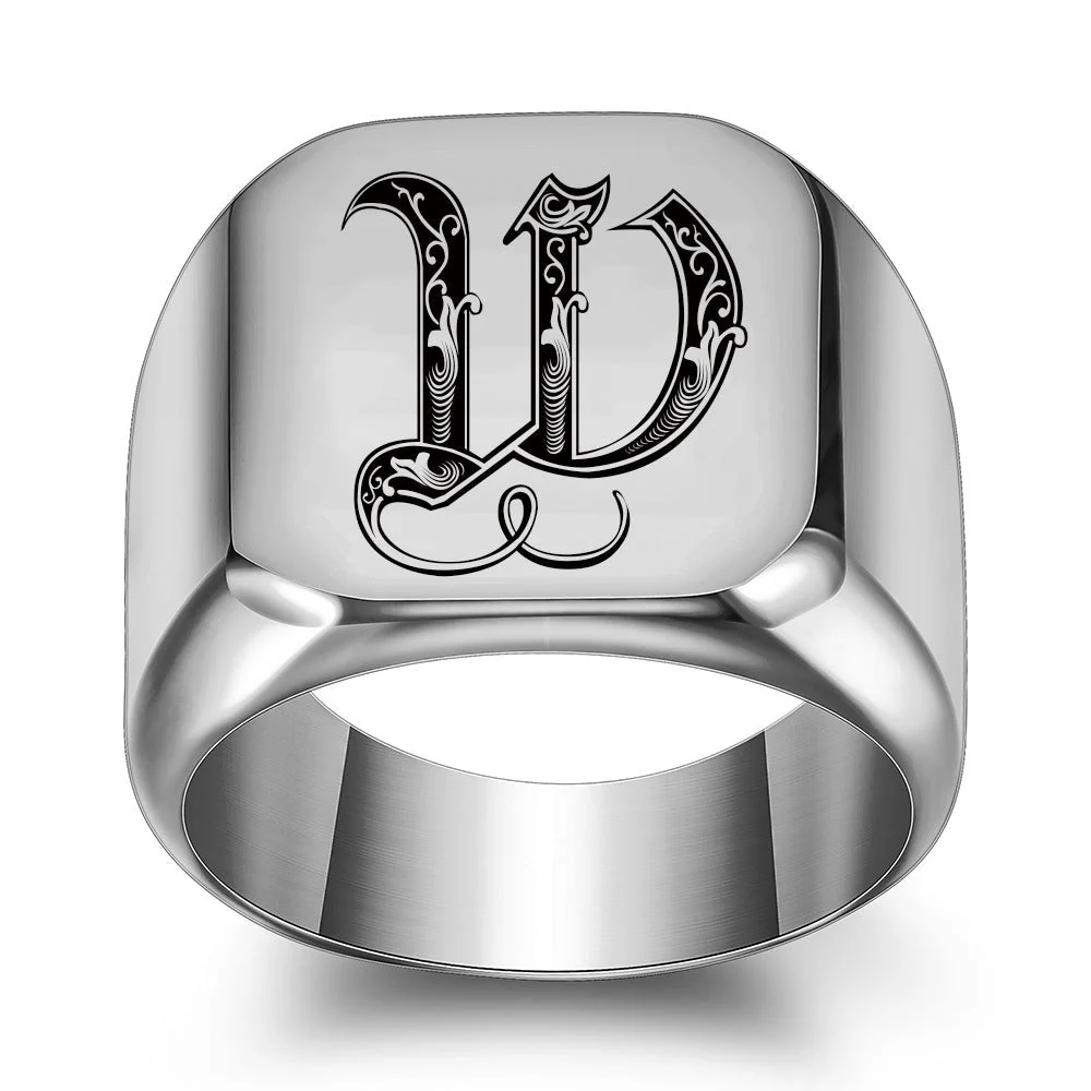 Classic Noble Initial Ring | White Gold - Image 23