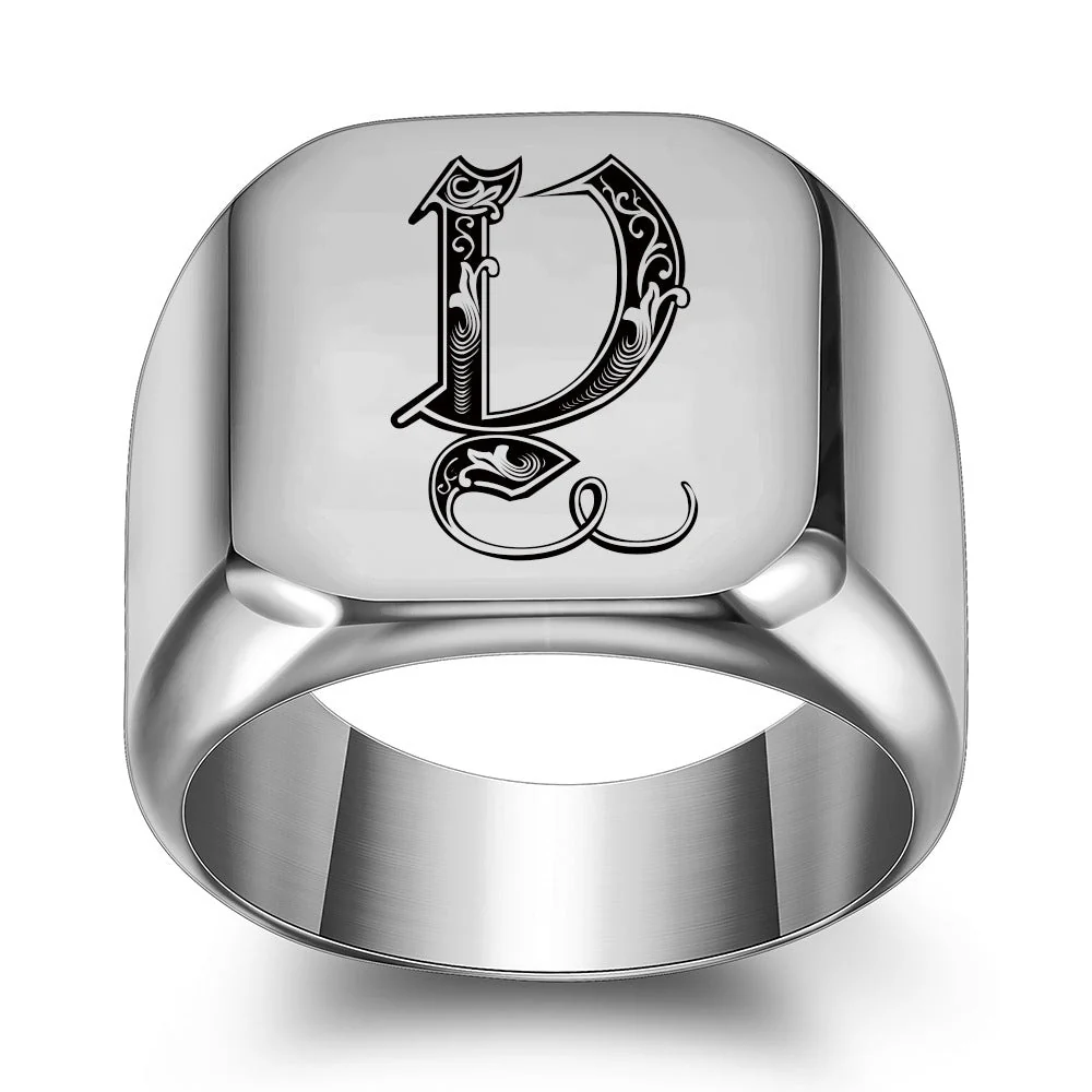 Classic Noble Initial Ring | White Gold - Image 25