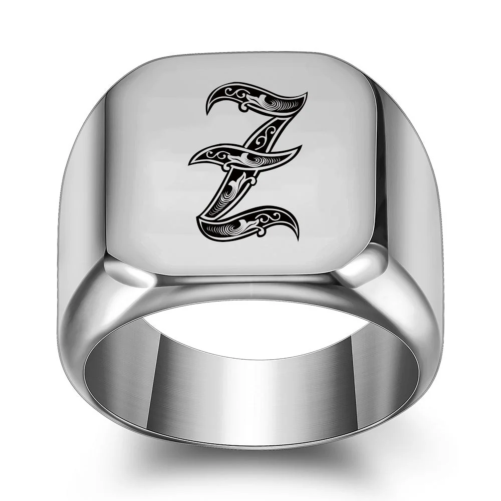 Classic Noble Initial Ring | White Gold - Image 26
