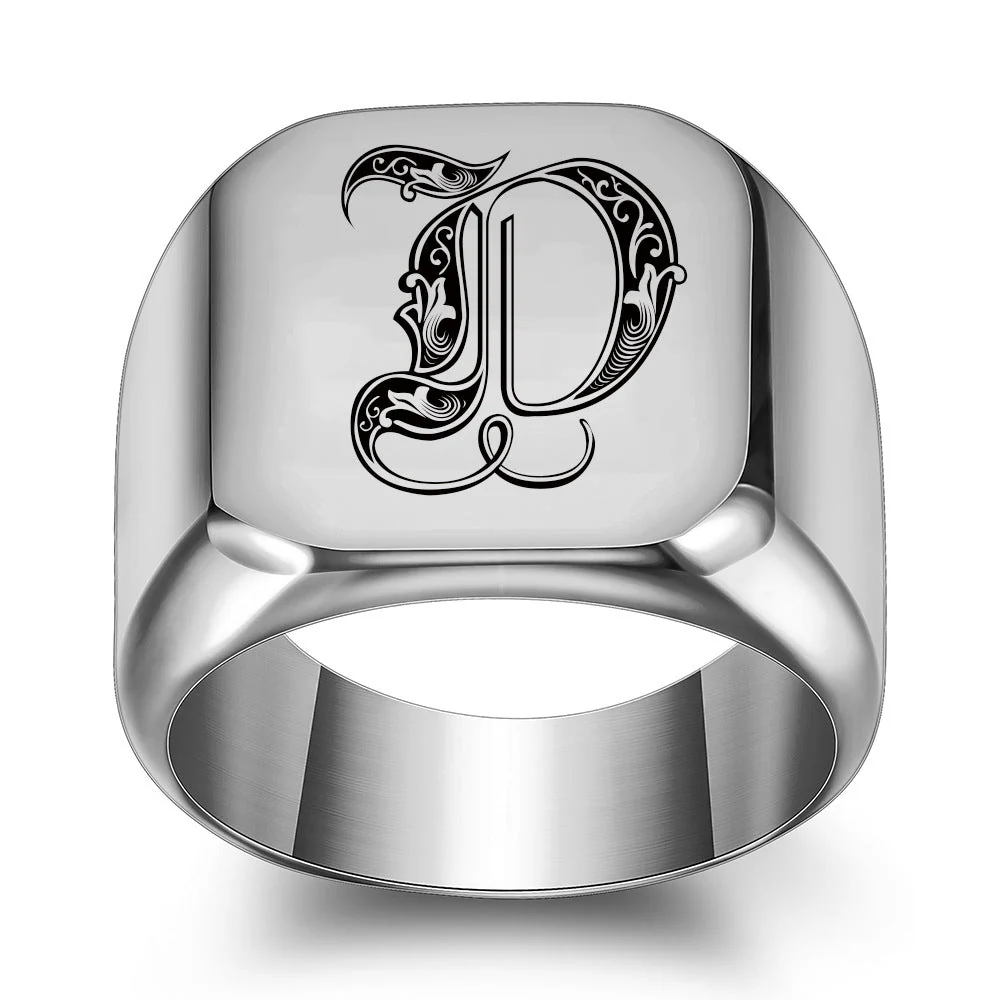 Classic Noble Initial Ring | White Gold - Image 4