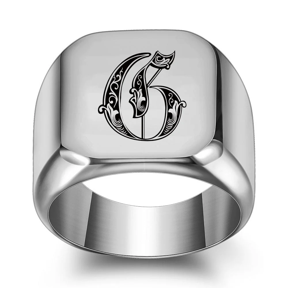 Classic Noble Initial Ring | White Gold - Image 7