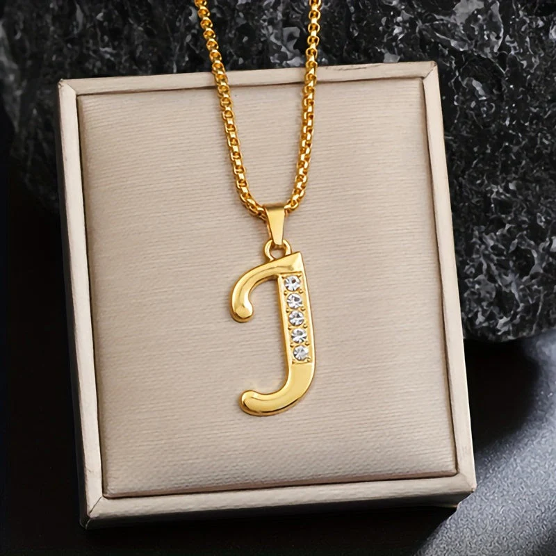 Crystal Accent Initial Necklace | Gold - Image 10