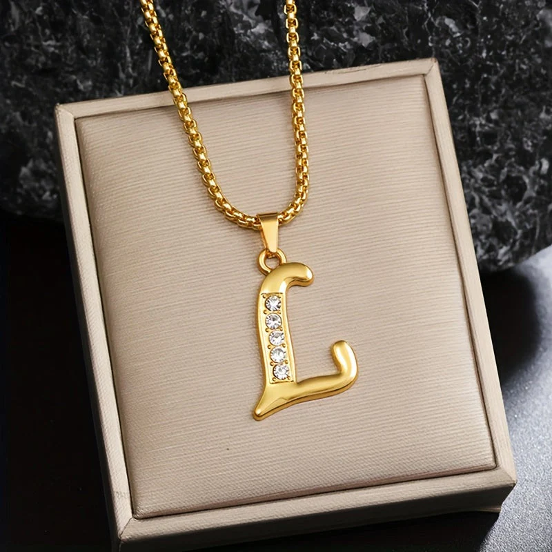 Crystal Accent Initial Necklace | Gold - Image 12