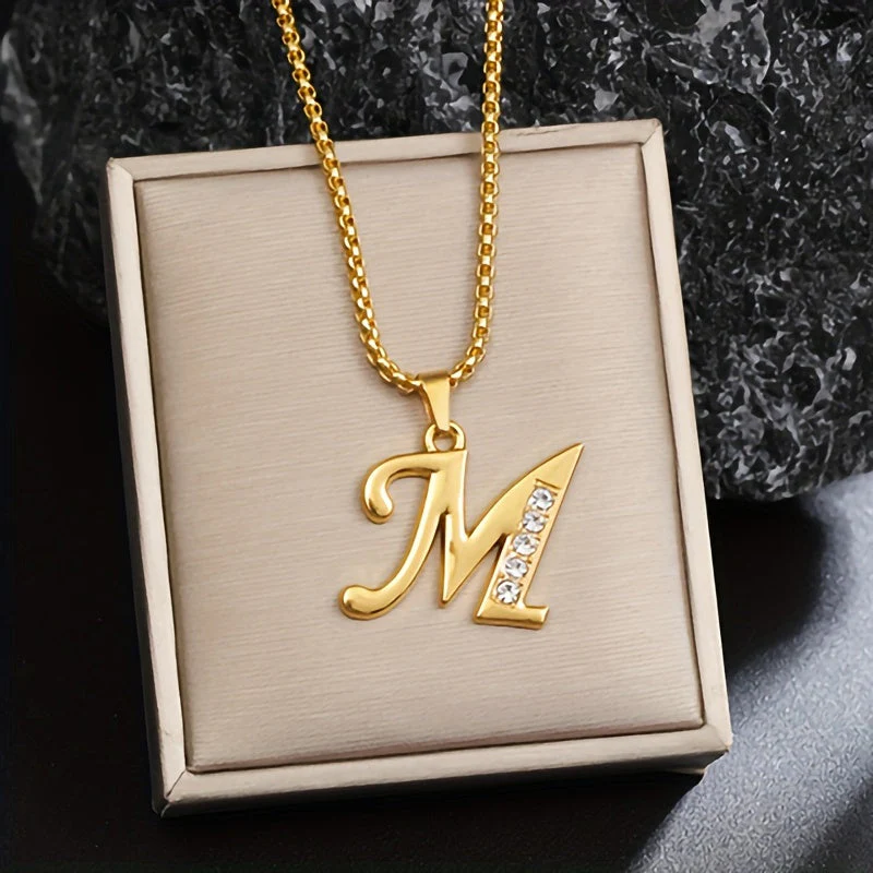 Crystal Accent Initial Necklace | Gold - Image 13
