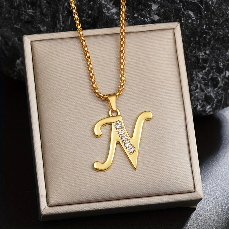 Crystal Accent Initial Necklace | Gold - Image 14