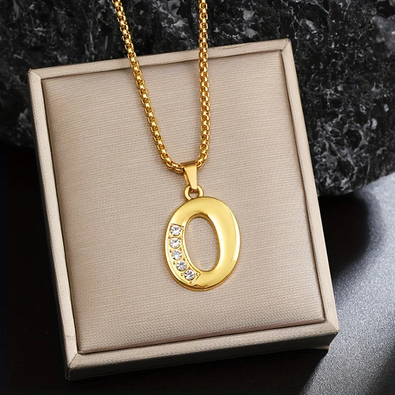 Crystal Accent Initial Necklace | Gold - Image 15