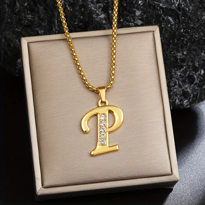 Crystal Accent Initial Necklace | Gold - Image 16