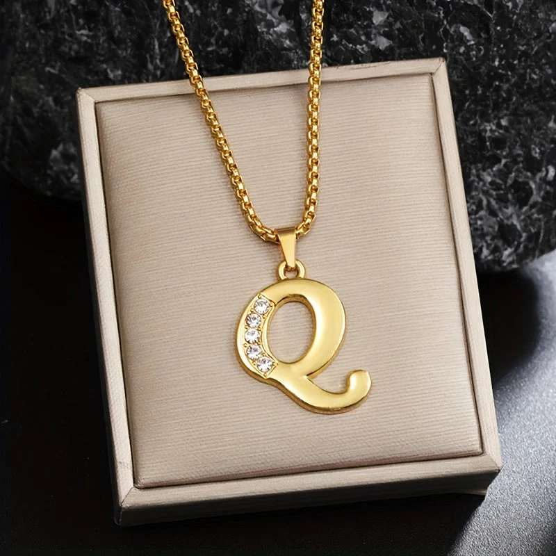 Crystal Accent Initial Necklace | Gold - Image 17