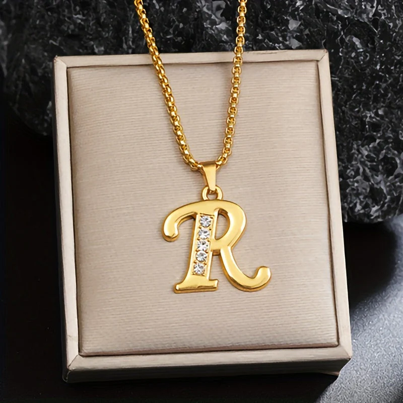 Crystal Accent Initial Necklace | Gold - Image 18