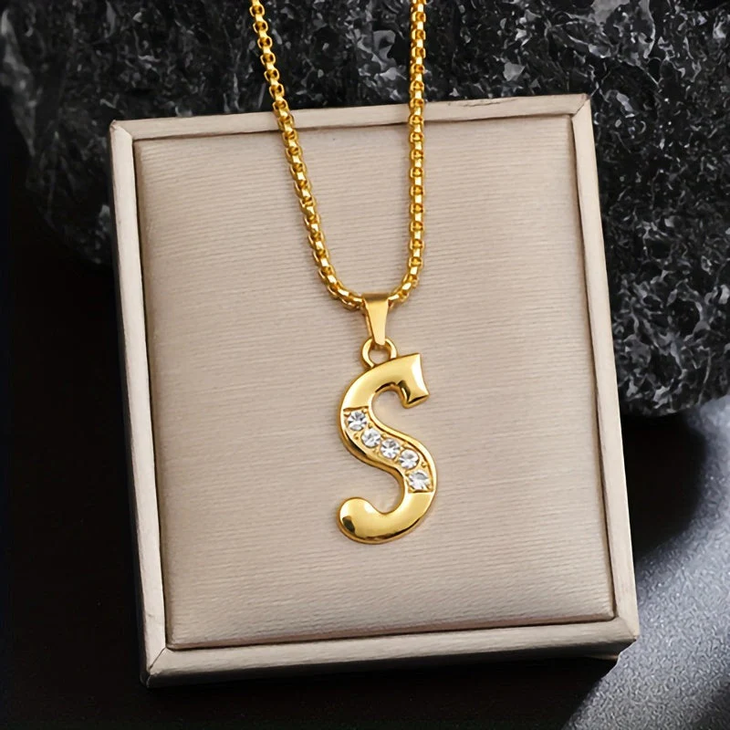 Crystal Accent Initial Necklace | Gold - Image 19
