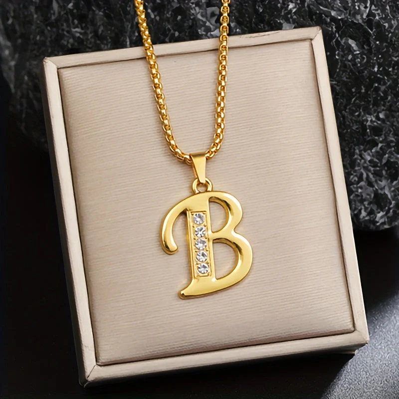 Crystal Accent Initial Necklace | Gold - Image 2