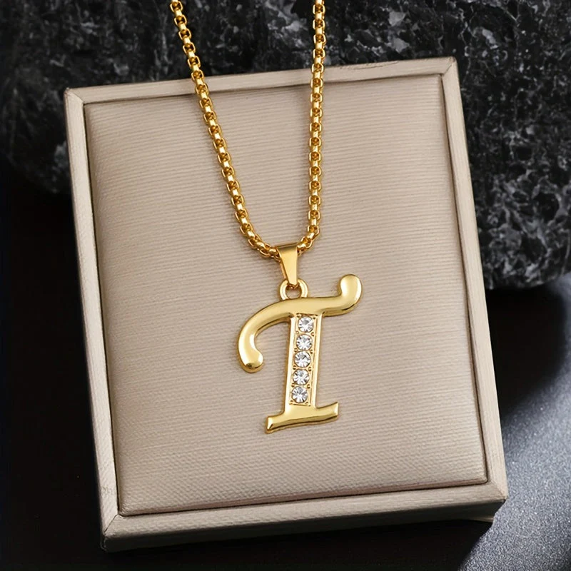 Crystal Accent Initial Necklace | Gold - Image 20