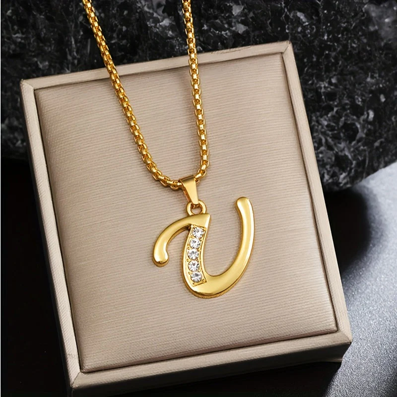 Crystal Accent Initial Necklace | Gold - Image 21