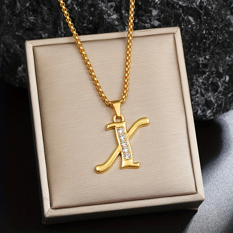 Crystal Accent Initial Necklace | Gold - Image 24