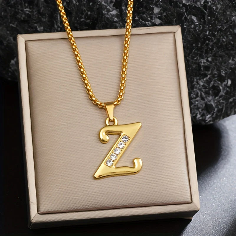 Crystal Accent Initial Necklace | Gold - Image 26