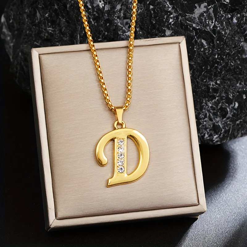 Crystal Accent Initial Necklace | Gold - Image 4