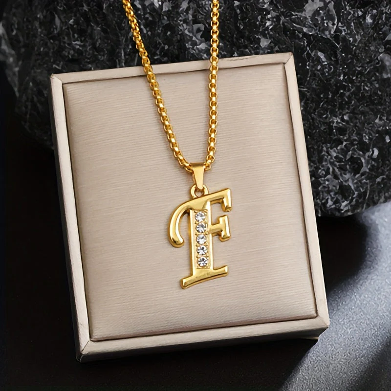 Crystal Accent Initial Necklace | Gold - Image 6