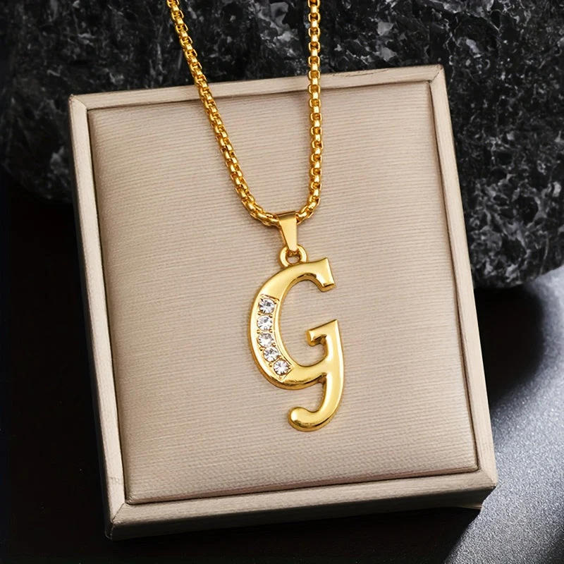 Crystal Accent Initial Necklace | Gold - Image 7