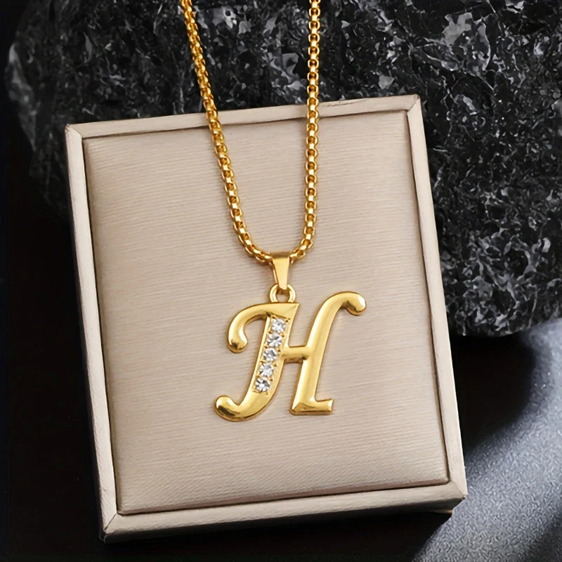 Crystal Accent Initial Necklace | Gold - Image 8