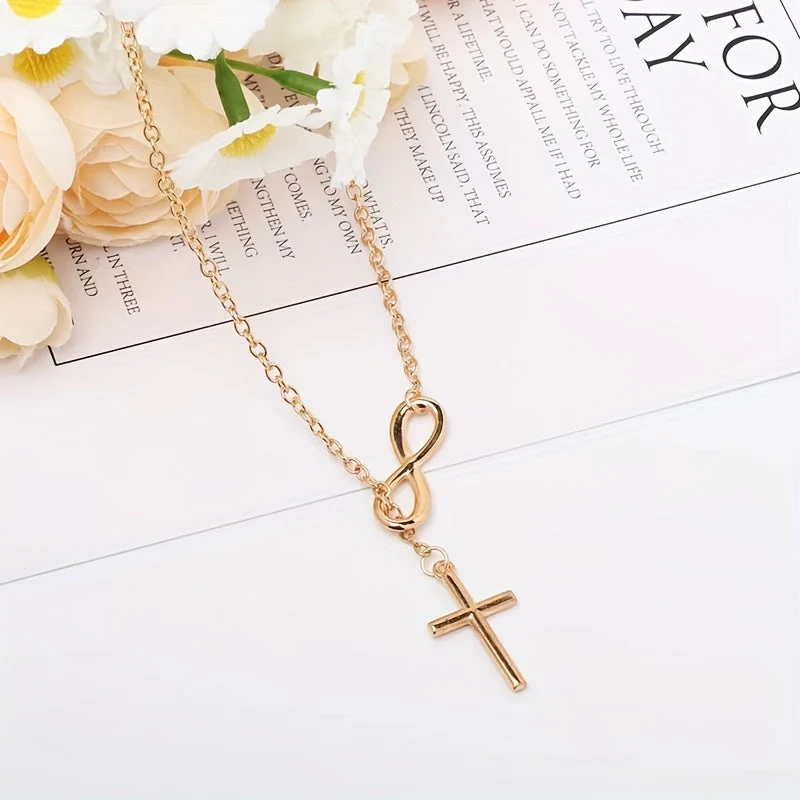 Eternal Cross Pendant Necklace | White Gold - Image 2