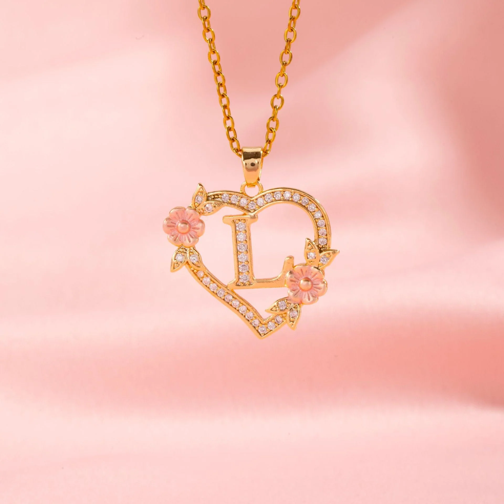 Floral Charm Initial Necklace | Gold - Image 11