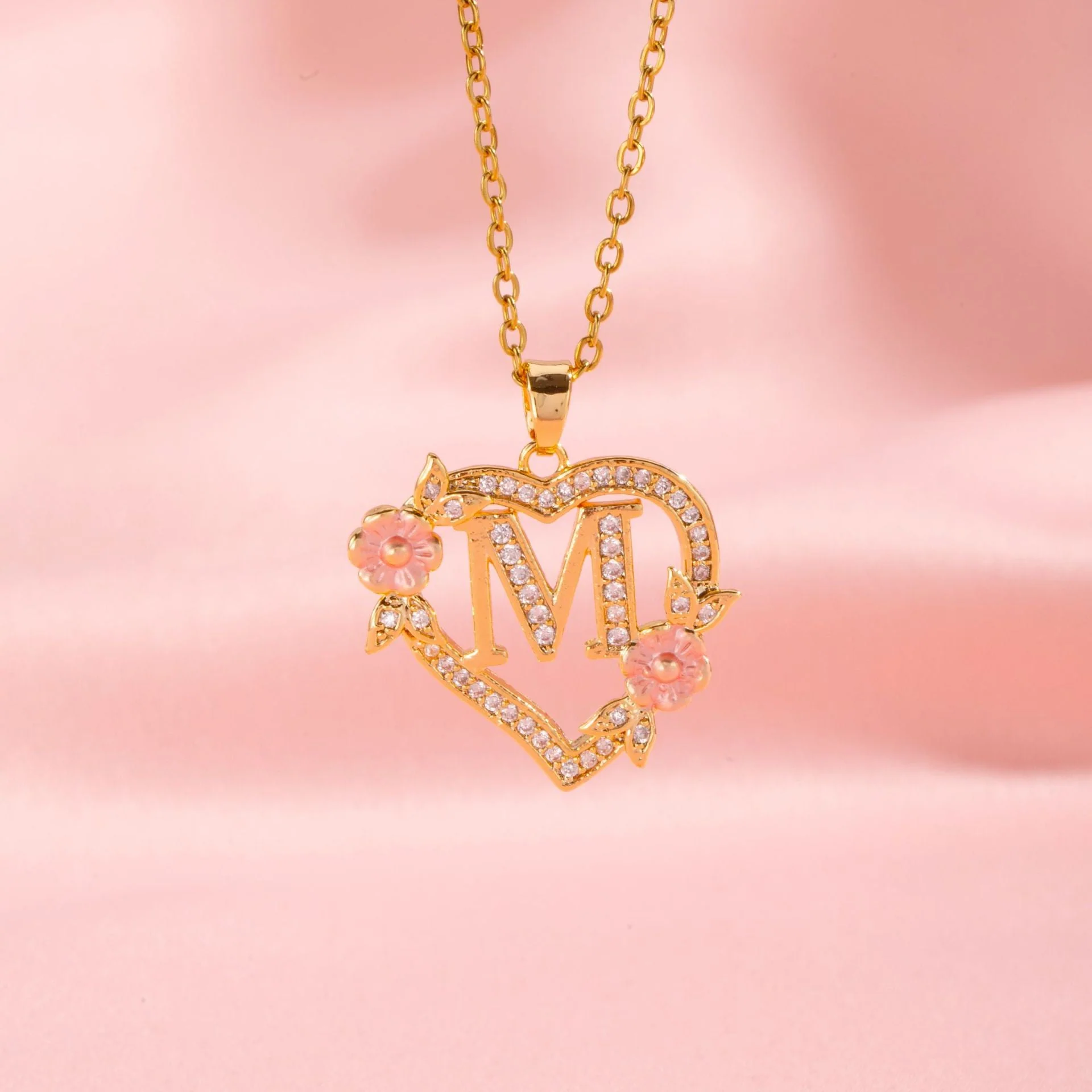Floral Charm Initial Necklace | Gold - Image 12