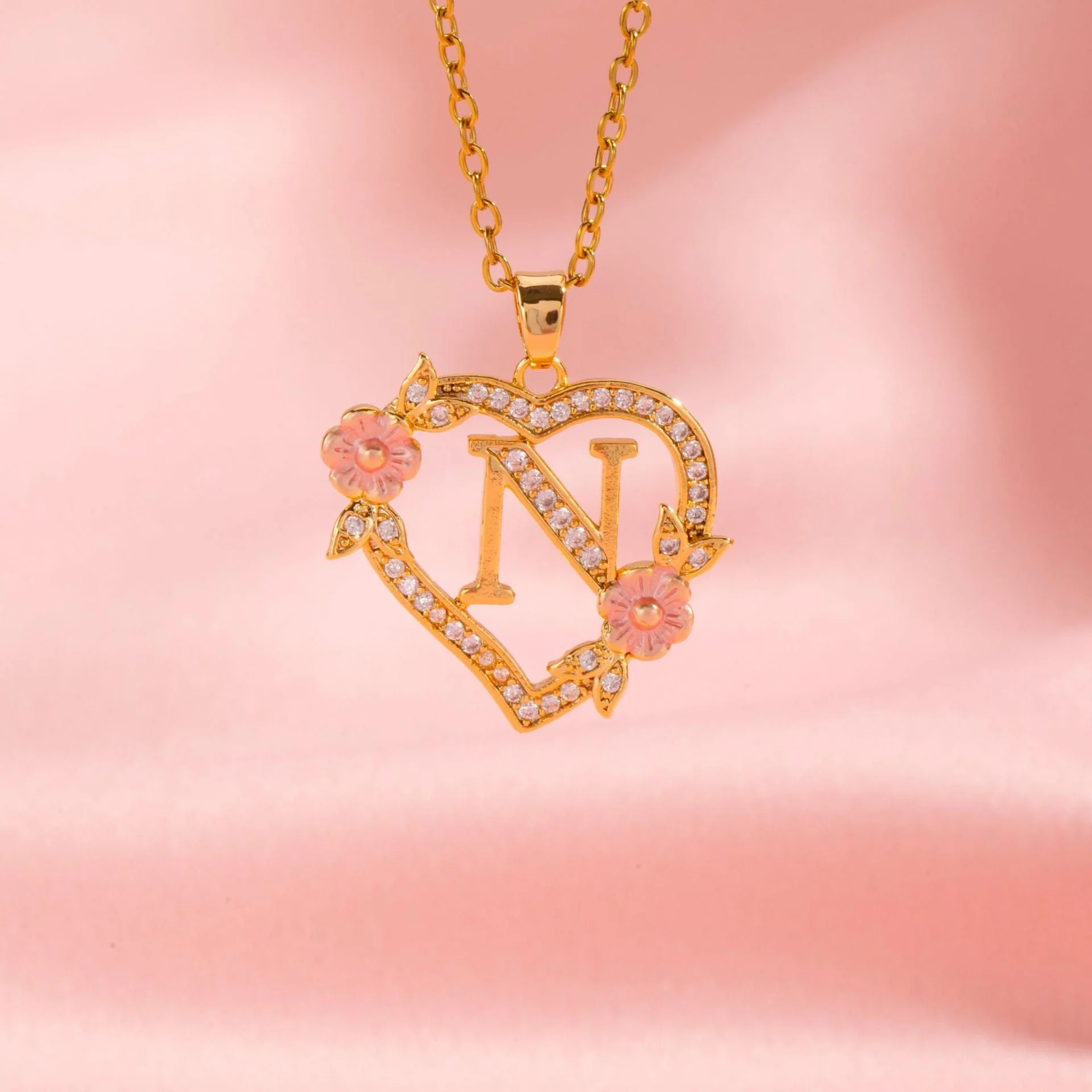 Floral Charm Initial Necklace | Gold - Image 13