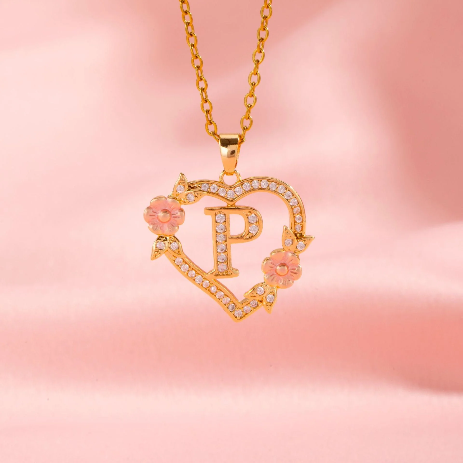 Floral Charm Initial Necklace | Gold - Image 15