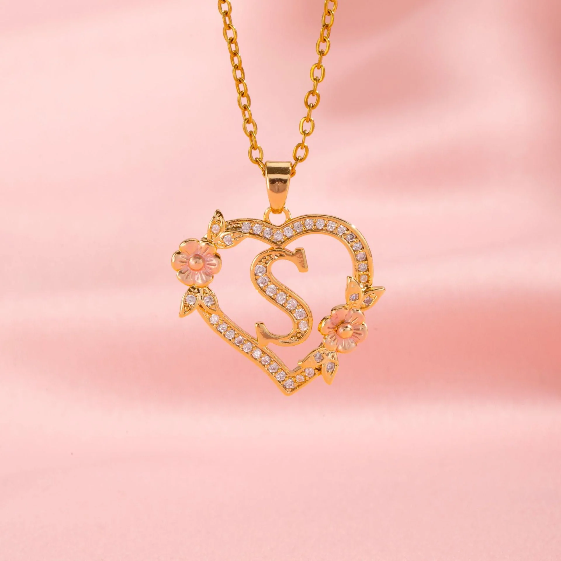 Floral Charm Initial Necklace | Gold - Image 18