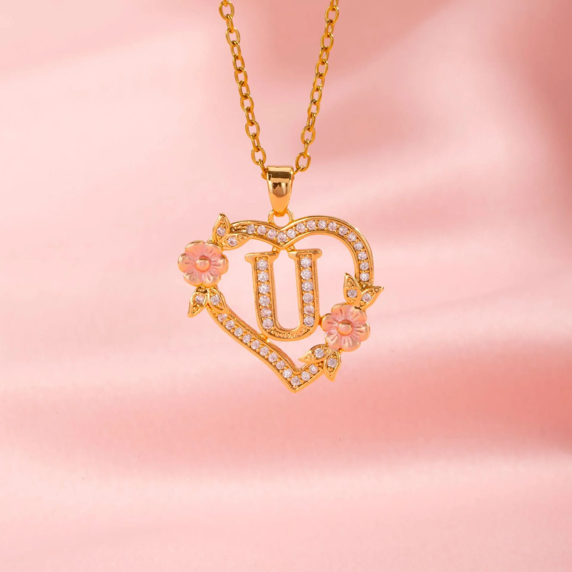 Floral Charm Initial Necklace | Gold - Image 19