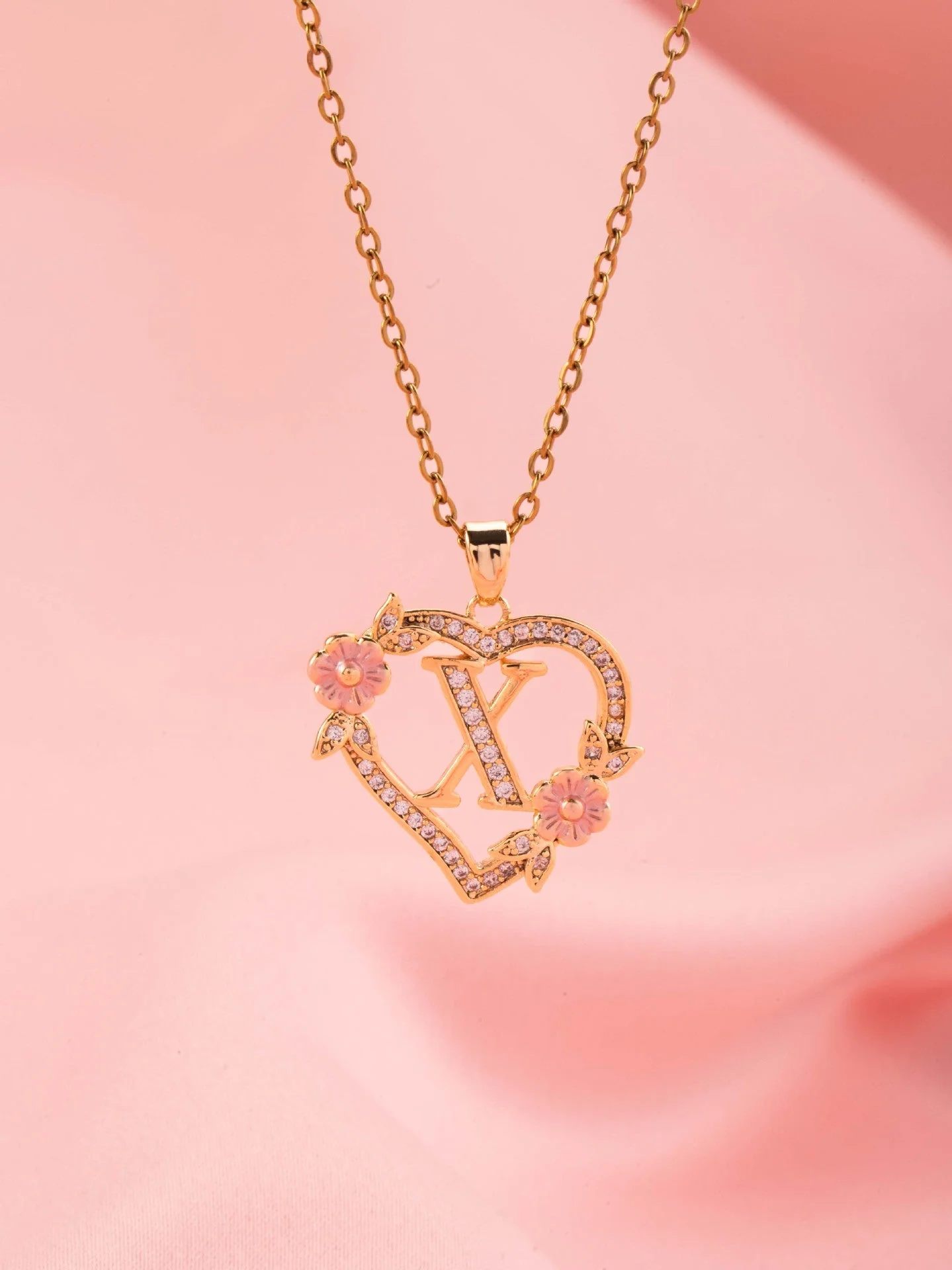 Floral Charm Initial Necklace | Gold - Image 22