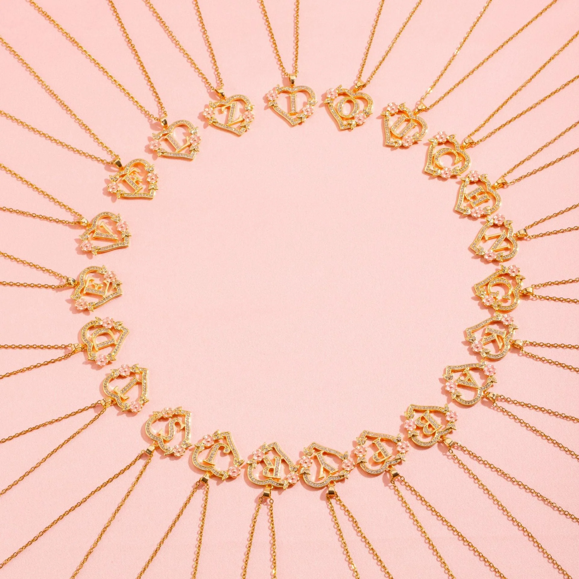 Floral Charm Initial Necklace | Gold - Image 24
