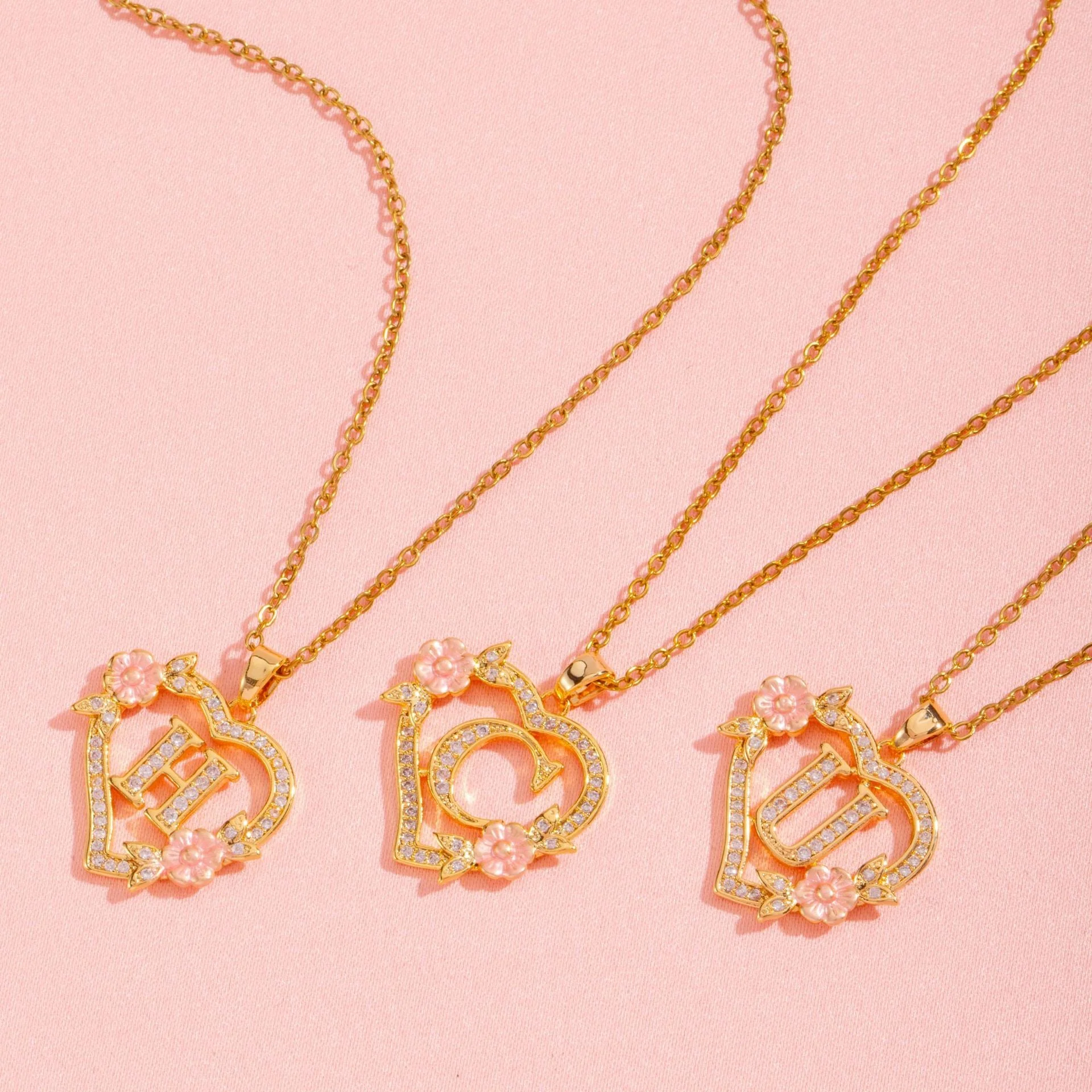 Floral Charm Initial Necklace | Gold - Image 25