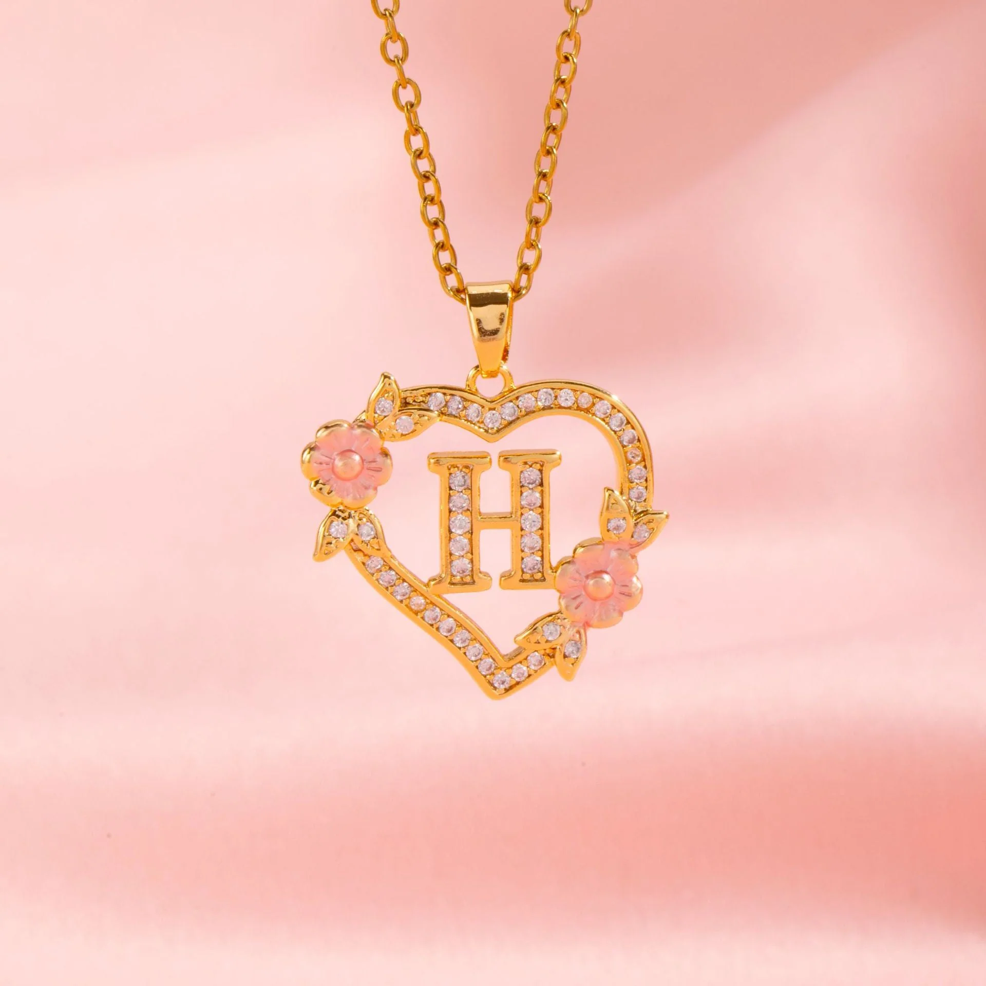 Floral Charm Initial Necklace | Gold - Image 8