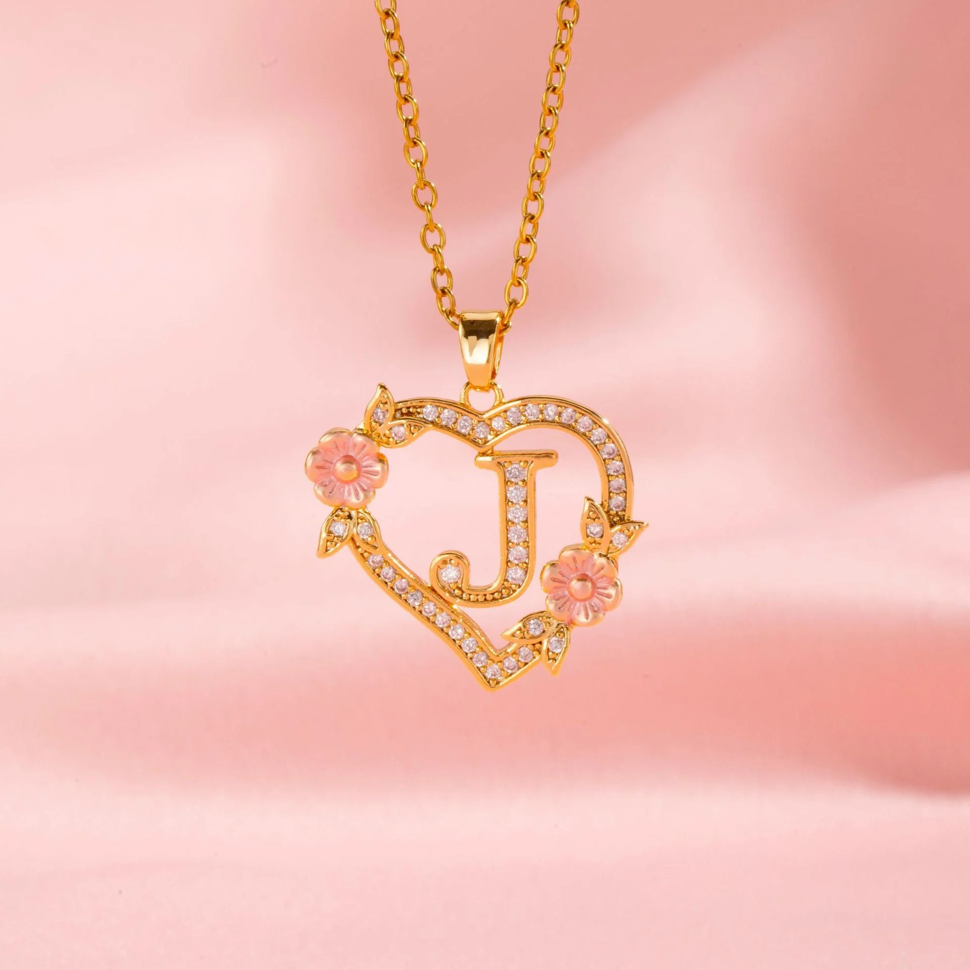 Floral Charm Initial Necklace | Gold - Image 9