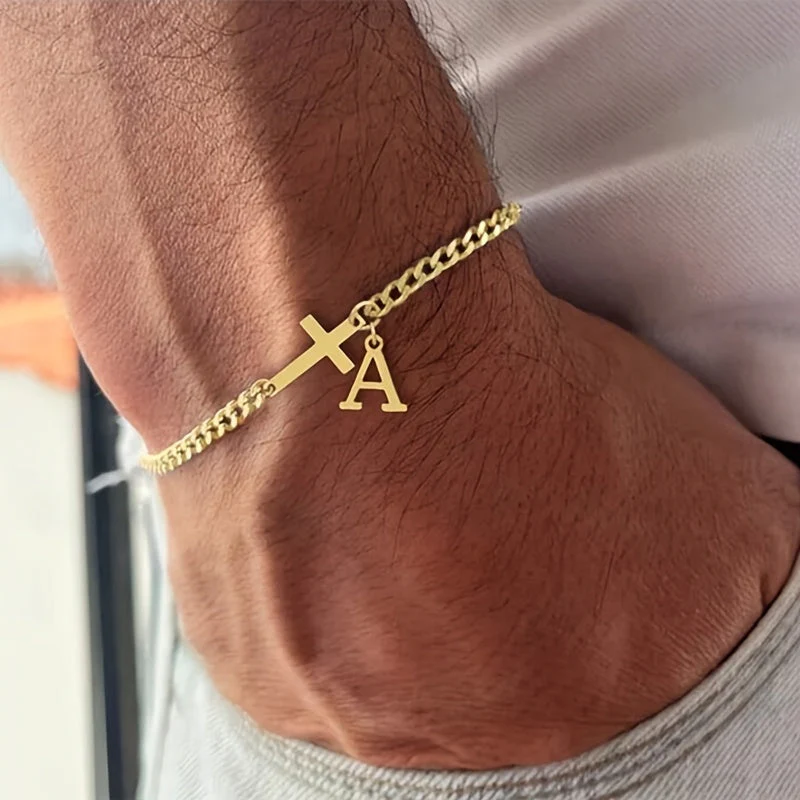 Initial Cross Bracelet | Gold - Image 3