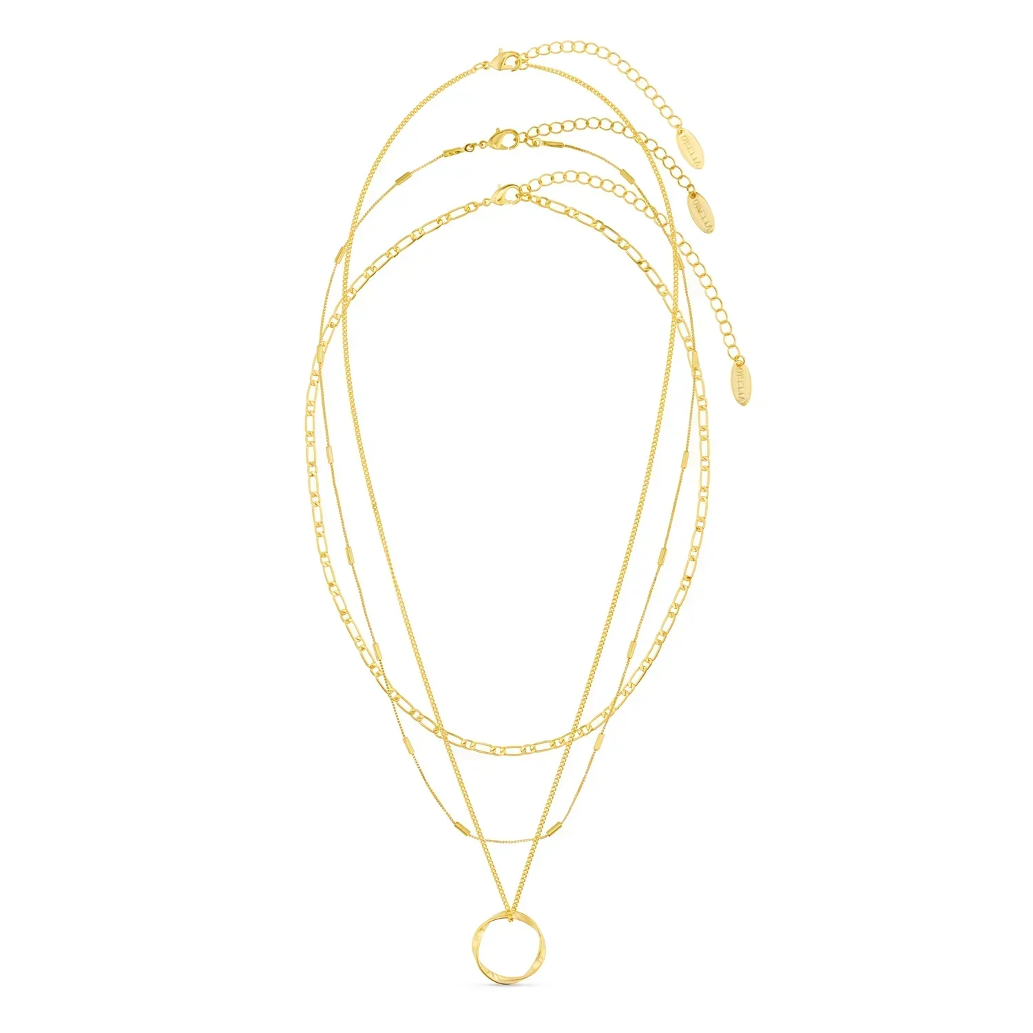 Open Circle Three Row Necklace | Gold - Image 2